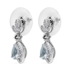 Premium Mangoro Aquamarine And Multi Gemstone Dangling Earrings In Platinum Over Sterling Silver 1.00 Ctw -Jewelry store 7615708 3