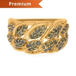 Green Diamond Ring In Vermeil Yellow Gold Over Sterling Silver 0.50 Ctw