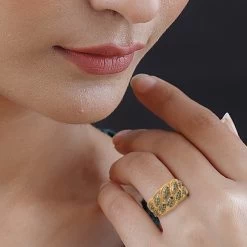 Green Diamond Ring In Vermeil Yellow Gold Over Sterling Silver 0.50 Ctw -Jewelry store 7616034 2