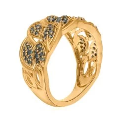 Green Diamond Ring In Vermeil Yellow Gold Over Sterling Silver 0.50 Ctw -Jewelry store 7616034 3