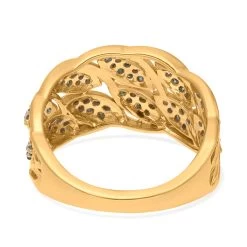 Green Diamond Ring In Vermeil Yellow Gold Over Sterling Silver 0.50 Ctw -Jewelry store 7616034 4