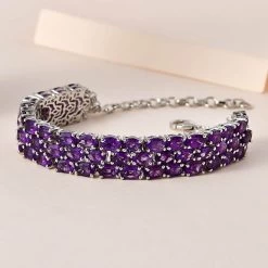 African Amethyst Bracelet In Platinum Over Sterling Silver (6.50 In) 25.35 Ctw -Jewelry store 7616068 1