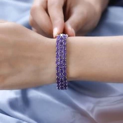 African Amethyst Bracelet In Platinum Over Sterling Silver (6.50 In) 25.35 Ctw -Jewelry store 7616068 2