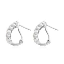 Diamond Omega Clip Earrings In Platinum Over Sterling Silver 1.00 Ctw -Jewelry store 7616147 3