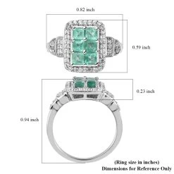 Ethiopian Emerald And White Zircon Ring In Platinum Over Sterling Silver 1.40 Ctw -Jewelry store 7616904 5