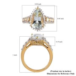 Premium Mangoro Aquamarine And White Diamond Ring In Vermeil Yellow Gold Over Sterling Silver 2.60 Ctw -Jewelry store 7616936 5