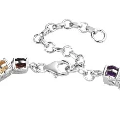 Multi Gemstone Bracelet In Platinum Over Sterling Silver (6.50 In) 27.30 Ctw -Jewelry store 7617025 3