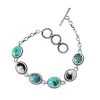 Artisan Crafted Royston Turquoise, Blue Moon Turquoise And White Buffalo Toggle Clasp Bracelet In Sterling Silver (7.25 In) 16.50 Ctw -Jewelry store 7617111