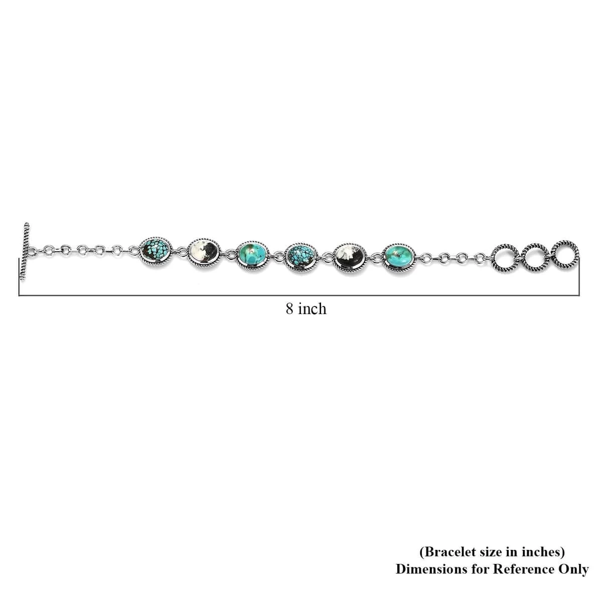 Artisan Crafted Royston Turquoise, Blue Moon Turquoise And White Buffalo Toggle Clasp Bracelet In Sterling Silver (7.25 In) 16.50 Ctw 7 Artisan Crafted Royston Turquoise, Blue Moon Turquoise And White Buffalo Toggle Clasp Bracelet In Sterling Silver (7.25 In) 16.50 Ctw - Image 5