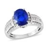 Tanzanian Blue Spinel (DF) And White Zircon Ring In Platinum Over Sterling Silver 2.75 Ctw -Jewelry store 7617132