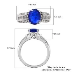 Tanzanian Blue Spinel (DF) And White Zircon Ring In Platinum Over Sterling Silver 2.75 Ctw -Jewelry store 7617132 5