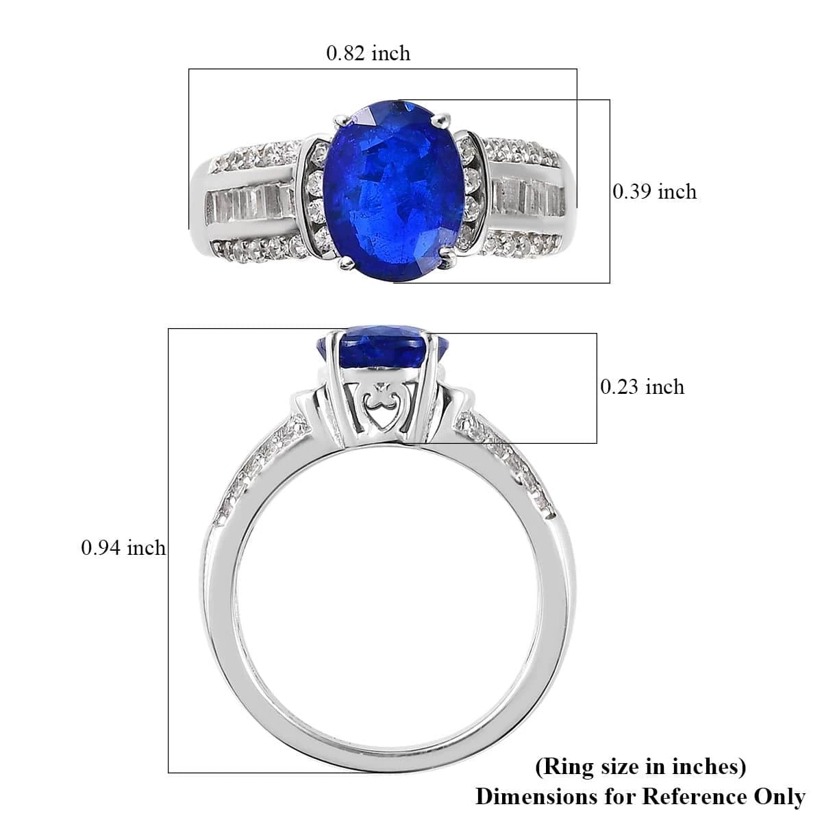 Tanzanian Blue Spinel (DF) And White Zircon Ring In Platinum Over Sterling Silver 2.75 Ctw 8 Tanzanian Blue Spinel (DF) And White Zircon Ring In Platinum Over Sterling Silver 2.75 Ctw - Image 6