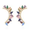 Simulated Multi Color Diamond Earrings In 14K Yellow Gold Over Sterling Silver 4.50 Ctw -Jewelry store 7617569