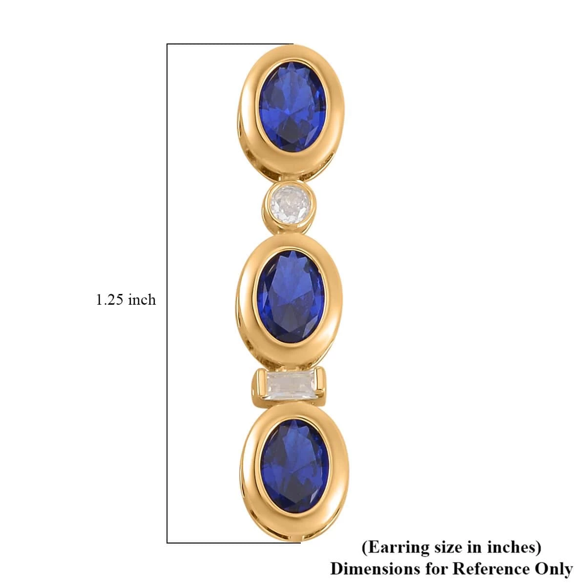 Simulated Blue And White Diamond Earrings In 14K Yellow Gold Over Sterling Silver 5.80 Ctw 7 Simulated Blue And White Diamond Earrings In 14K Yellow Gold Over Sterling Silver 5.80 Ctw - Image 5