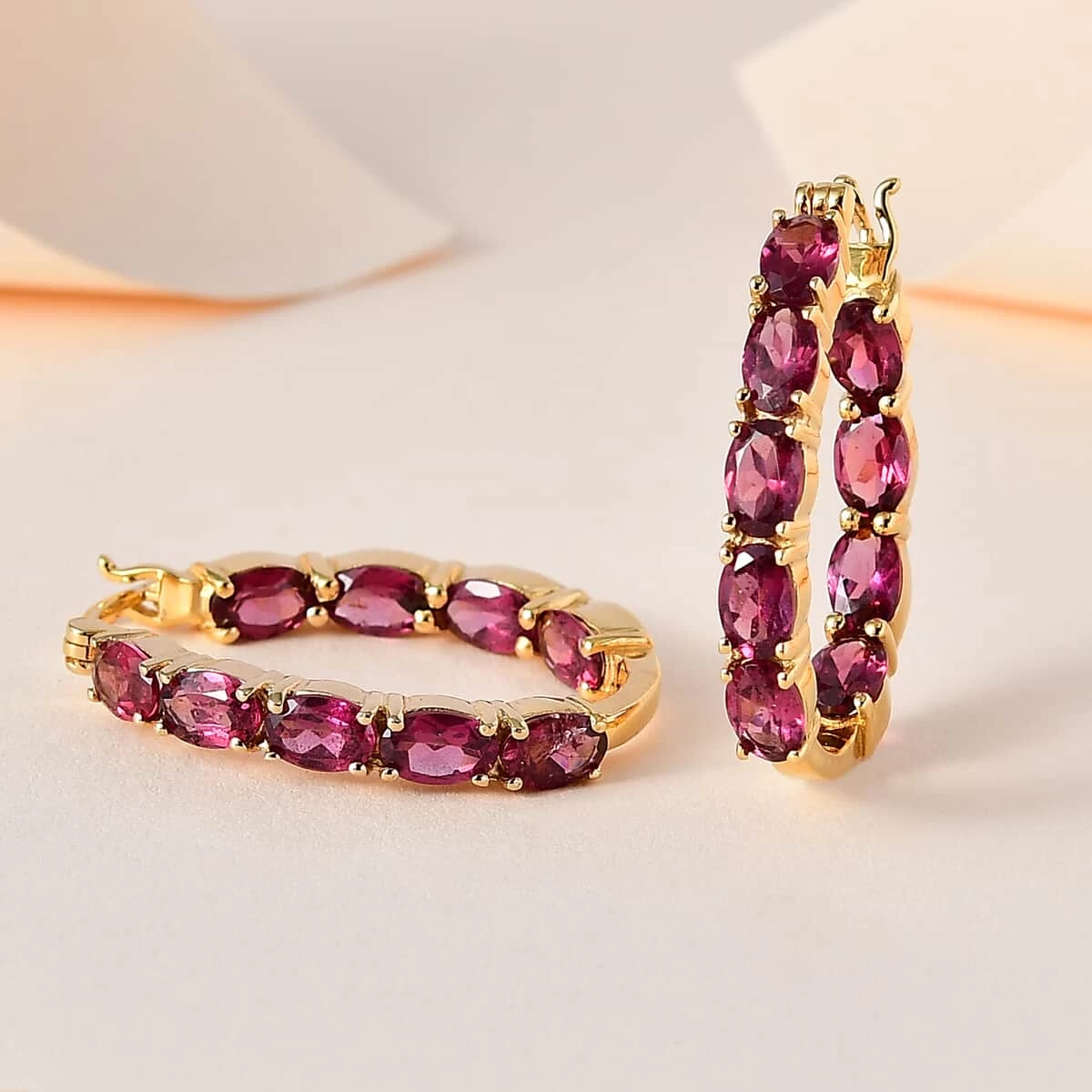 Premium Orissa Rhodolite Garnet Earrings In Vermeil Yellow Gold Over Sterling Silver 9.35 Ctw 4 Premium Orissa Rhodolite Garnet Earrings In Vermeil Yellow Gold Over Sterling Silver 9.35 Ctw - Image 2