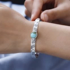 Artisan Crafted Royston Turquoise Cuff Bracelet In Sterling Silver (7.25 In) 4.25 Ctw -Jewelry store 7618288 2
