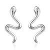 Moissanite Minimalist Snake Stud Earrings In Platinum Over Sterling Silver -Jewelry store 7618329