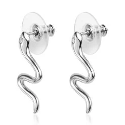 Moissanite Minimalist Snake Stud Earrings In Platinum Over Sterling Silver 11 Moissanite Minimalist Snake Stud Earrings In Platinum Over Sterling Silver -Jewelry store 7618329 3