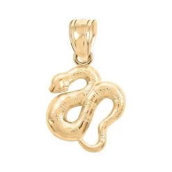 Made In America 10K Yellow Gold Snake Charm Pendant 1.1 Grams