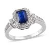 Tanzanian Blue Spinel (DF) And White Zircon Ring In Platinum Over Sterling Silver 1.70 Ctw -Jewelry store 7618519