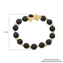 Pixiu Feng Shui Black Obsidian 9-10mm Beaded Bracelet In Goldtone (6.50-7.00In) 83.10 Ctw -Jewelry store 7618635 3