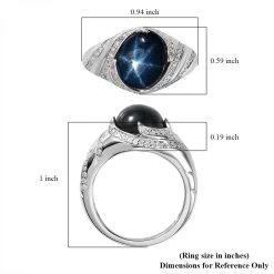 Blue Star Sapphire (DF) And Moissanite Ring In Platinum Over Sterling Silver 6.65 Ctw -Jewelry store 7618663 5