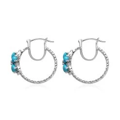 Premium Sleeping Beauty Turquoise Flower Hoop Earrings In Platinum Over Sterling Silver 2.00 Ctw 10 Premium Sleeping Beauty Turquoise Flower Hoop Earrings In Platinum Over Sterling Silver 2.00 Ctw -Jewelry store 7618987 3