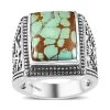 Artisan Crafted Royston Turquoise Men's Ring In Sterling Silver 11.40 Ctw -Jewelry store 7619156