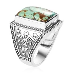 Artisan Crafted Royston Turquoise Men's Ring In Sterling Silver 11.40 Ctw 11 Artisan Crafted Royston Turquoise Men's Ring In Sterling Silver 11.40 Ctw -Jewelry store 7619156 3