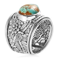 Artisan Crafted Royston Turquoise Floral Ring In Sterling Silver 5.90 Ctw 11 Artisan Crafted Royston Turquoise Floral Ring In Sterling Silver 5.90 Ctw -Jewelry store 7619197 3