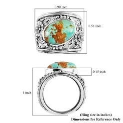 Artisan Crafted Royston Turquoise Floral Ring In Sterling Silver 5.90 Ctw 13 Artisan Crafted Royston Turquoise Floral Ring In Sterling Silver 5.90 Ctw -Jewelry store 7619197 5