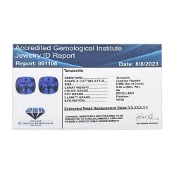 Certified & Appraised AAAA Tanzanite Set Of 2 (Cush 6 Mm) 2.00 Ctw 13 Certified & Appraised AAAA Tanzanite Set Of 2 (Cush 6 Mm) 2.00 Ctw -Jewelry store 7619342 5