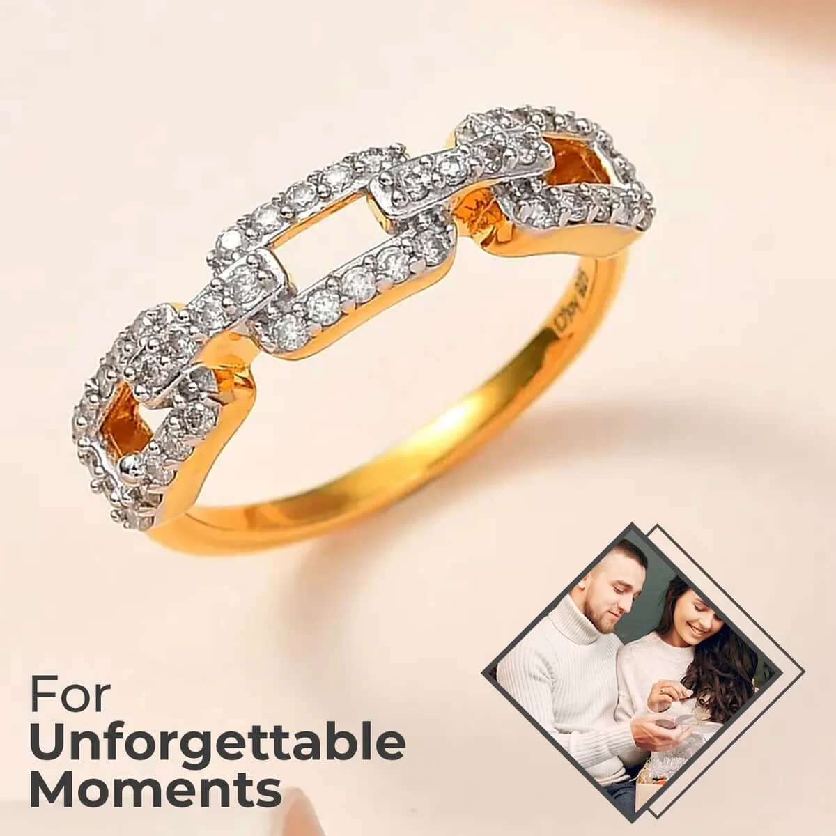 Moissanite Ring In Vermeil Yellow Gold Over Sterling Silver 0.25 Ctw 4 Moissanite Ring In Vermeil Yellow Gold Over Sterling Silver 0.25 Ctw - Image 2