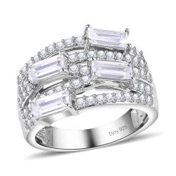 Moissanite Ring In Platinum Over Sterling Silver 1.75 Ctw