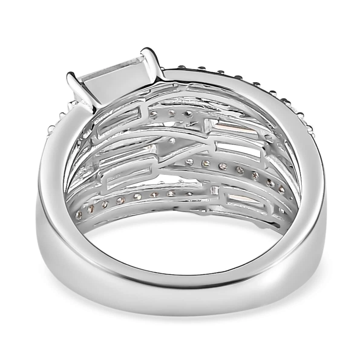 Moissanite Ring In Platinum Over Sterling Silver 1.75 Ctw 7 Moissanite Ring In Platinum Over Sterling Silver 1.75 Ctw - Image 5