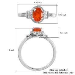 Mexican Fire Opal And Diamond Halo Ring In Platinum Over Sterling Silver 0.75 Ctw -Jewelry store 7620161 5