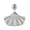 Rose De France Amethyst, White Zircon Shell Pendant In Vermeil YG Over Sterling Silver 0.65 Ctw -Jewelry store 7620186