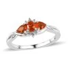 Mexican Fire Opal And White Zircon Ring In Platinum Over Sterling Silver 0.40 Ctw -Jewelry store 7620248