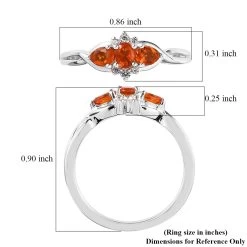 Mexican Fire Opal And White Zircon Ring In Platinum Over Sterling Silver 0.40 Ctw -Jewelry store 7620248 5