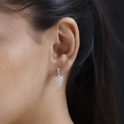 Blue Topaz And White Zircon Earrings In Platinum Over Sterling Silver 1.35 Ctw -Jewelry store 7620255 2