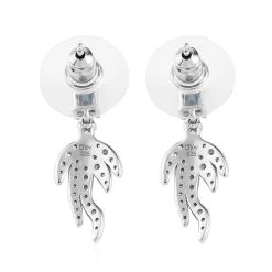 Blue Topaz And White Zircon Earrings In Platinum Over Sterling Silver 1.35 Ctw -Jewelry store 7620255 3