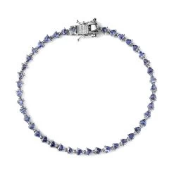 Tanzanite Tennis Bracelet In Platinum Over Sterling Silver (6.50 In) 3.75 Ctw
