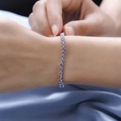 Tanzanite Tennis Bracelet In Platinum Over Sterling Silver (6.50 In) 3.75 Ctw 9 Tanzanite Tennis Bracelet In Platinum Over Sterling Silver (6.50 In) 3.75 Ctw -Jewelry store 7620259 2