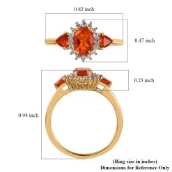 Mexican Fire Opal And White Zircon Floral Ring In Vermeil Yellow Gold Over Sterling Silver 0.90 Ctw -Jewelry store 7620278 5
