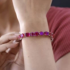 Volcanic Quartz (Triplet) Tennis Bracelet In Platinum Over Sterling Silver (8.00 In) 47.75 Ctw -Jewelry store 7620905 2