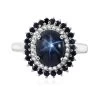 Blue Star Sapphire (DF) And Multi Gemstone Floral Ring In Platinum Over Sterling Silver 5.10 Ctw -Jewelry store 7621199