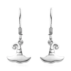 Platinum Over Sterling Silver Witches Hat Earrings (2.85 G)