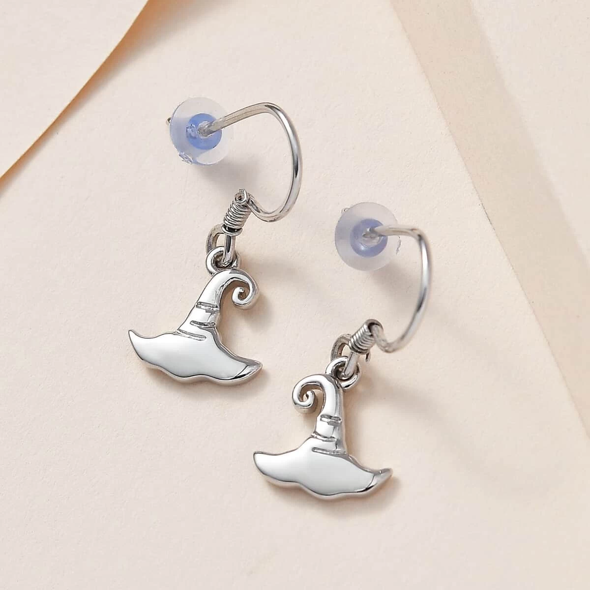 Platinum Over Sterling Silver Witches Hat Earrings (2.85 G) 4 Platinum Over Sterling Silver Witches Hat Earrings (2.85 G) - Image 2