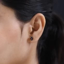 Mozambique Garnet Solitaire Stud Earrings In Platinum Over Sterling Silver 2.00 Ctw -Jewelry store 7621439 2