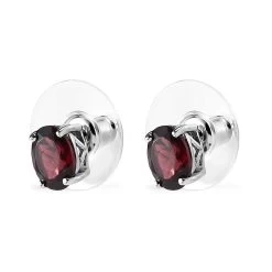 Mozambique Garnet Solitaire Stud Earrings In Platinum Over Sterling Silver 2.00 Ctw -Jewelry store 7621439 3
